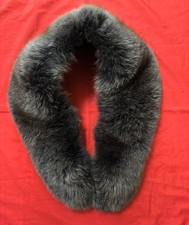 SAGA FOX Gray Fox Fur Shawl with Elastic Band Hook