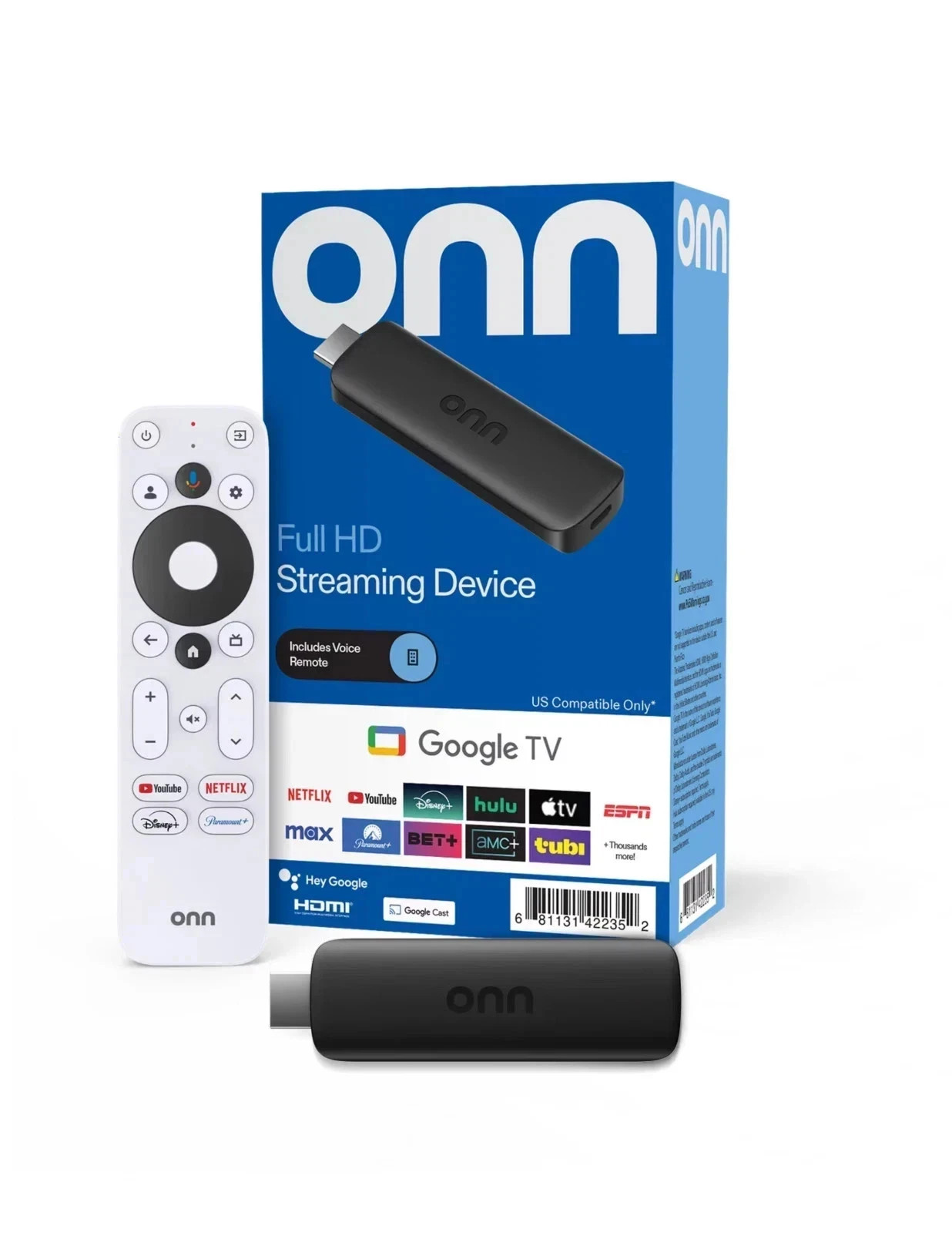 onn Full HD Streaming Device, Google TV - Fast Streaming, 8GB Storage, 1.5GB RAM