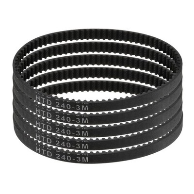 uxcell 5pcs HTD-3M Rubber Timing Belt 80 Teeth, 240mm Pitch Length 80, Black