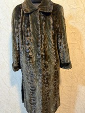 Rare Antique Mink Fur Coat Full Length Dark Olive Green Sheen Luxury Vintage Rea