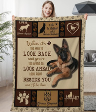 German Shepherd Flannel Blanket Brown Soft for Sofa Use