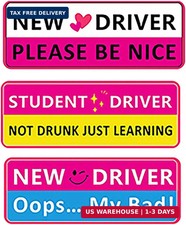 Premium Student Driver Car Magnet, 3-Pack Cute New Driver Sticker Decor, Safety