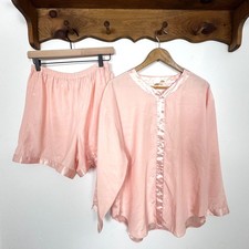 VTG Y2K Victoria's Secret Satiny Pink Pajama Set Balletcore Coquette romantic M