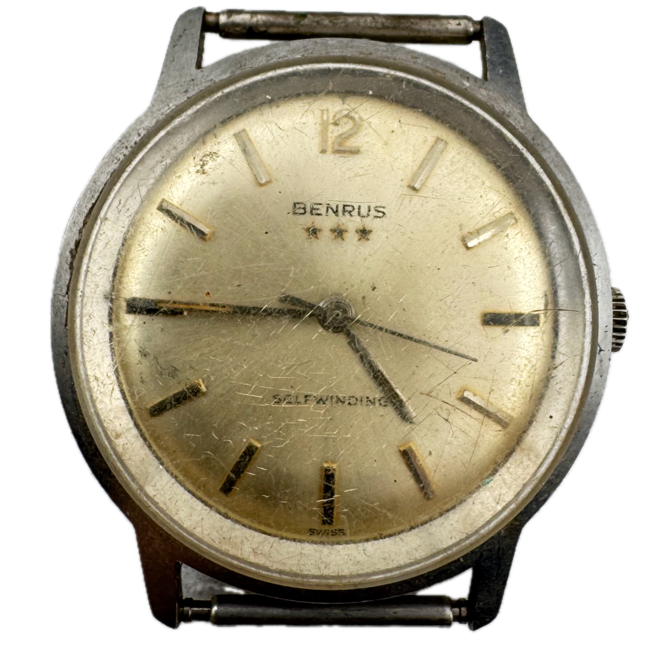 Vintage Benrus 3 Star Sunburst Men's Automatic Wristwatch FE 2D5 Swiss Steel