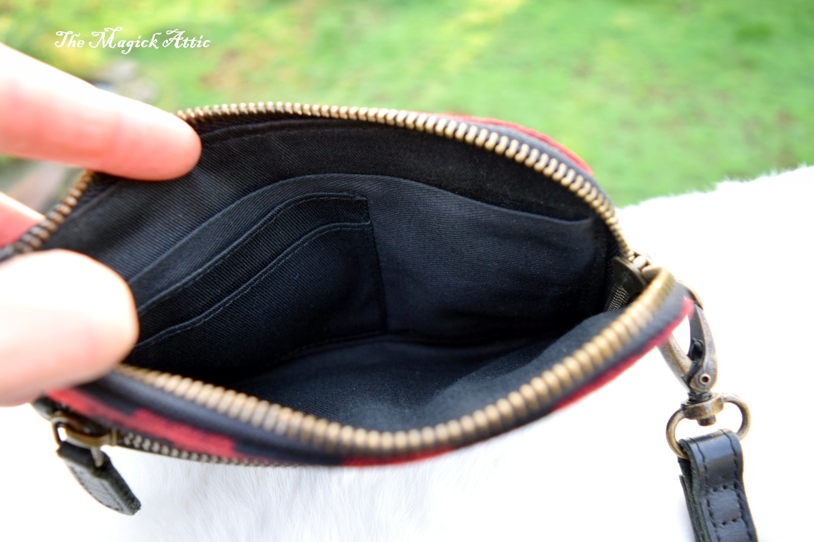 Red & Black Checkered Wool Pendleton Leather Wall… - image 12