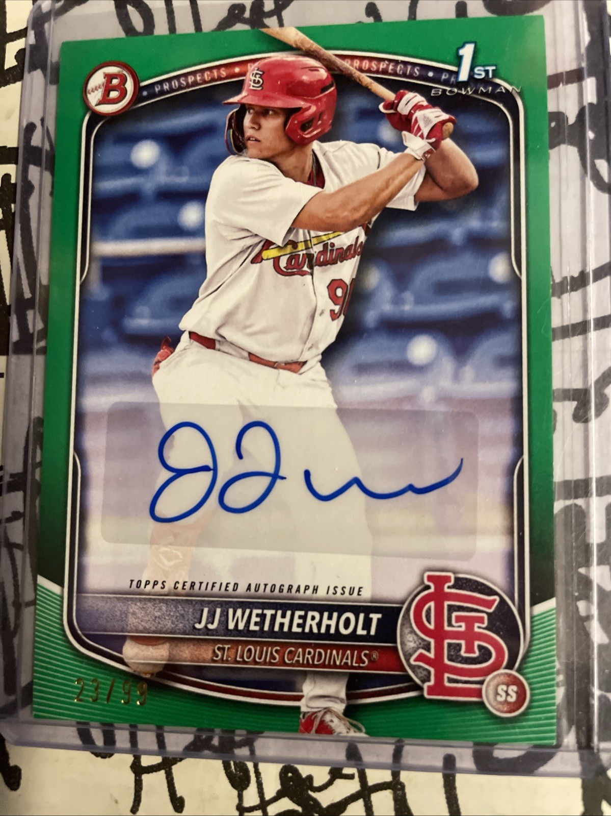 ✍️ Jj Wetherholt ✍️  Autograph 2025 First Bowman Green /99 Paper Prospect BPA-JW