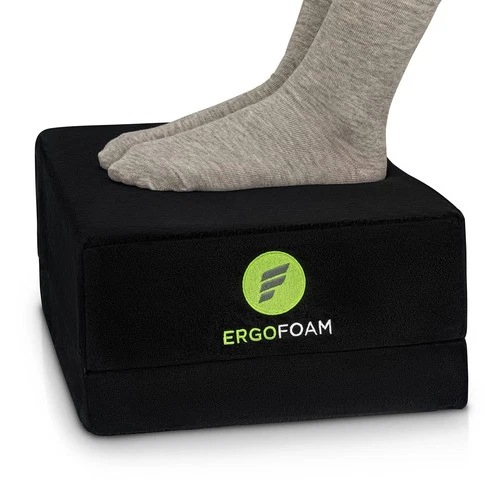 ErgoFoam Flat-Top Adjustable Foot Rest - Black - product listing photo