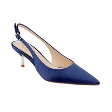 Women's Jewel Badgley Mischka Ilana Pointed Toe Pumps Navy Satin