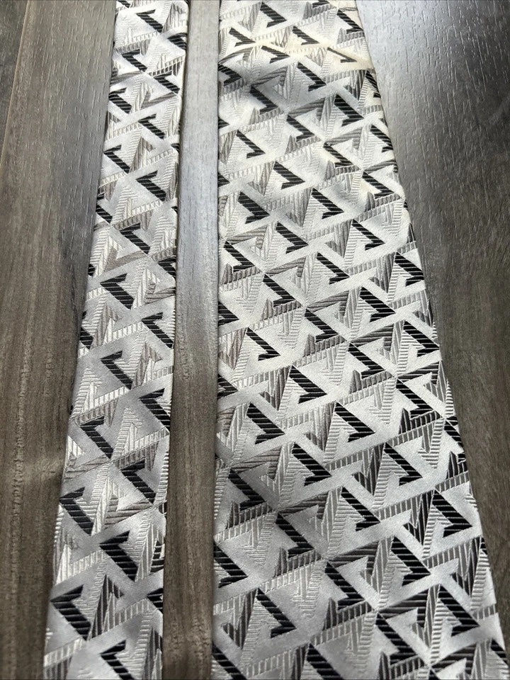 Corbata de seda gris geométrica Robert Talbott Best Of Class para hombre 4 X 59 Foto 4 de 4