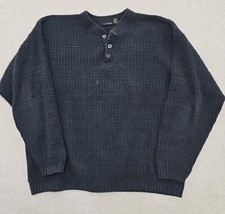 Bill Blass Mens Vtg Sweater Fisherman Raised Knit 3 Button Long Sleeve USA...