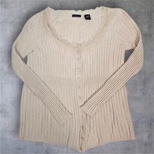 Vintage Y2K Moda International Light Pink Babydoll Cardigan Sweater Large F93
