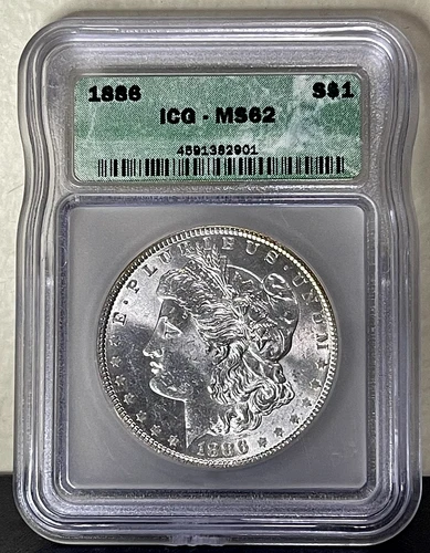 1886 Morgan SILVER Dollar ICG MS62-Blast White!