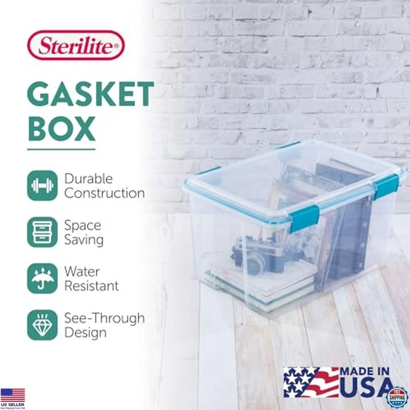 Paquete de 4 contenedores de almacenamiento resistentes a la intemperie con tapas de cierre, contenedores de 54 cuartos Foto 3 de 4