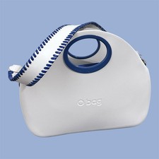 O bag classico bianco guscio blu manici fodera punto frusta tracolla modulare Italia