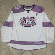 Montreal Canadiens Fanatics Hockey Fight Cancer Practice Jersey Men L White Pink