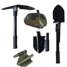 1set Foldable Portable Survival Shovel with Compass & Storage Bag for Camping