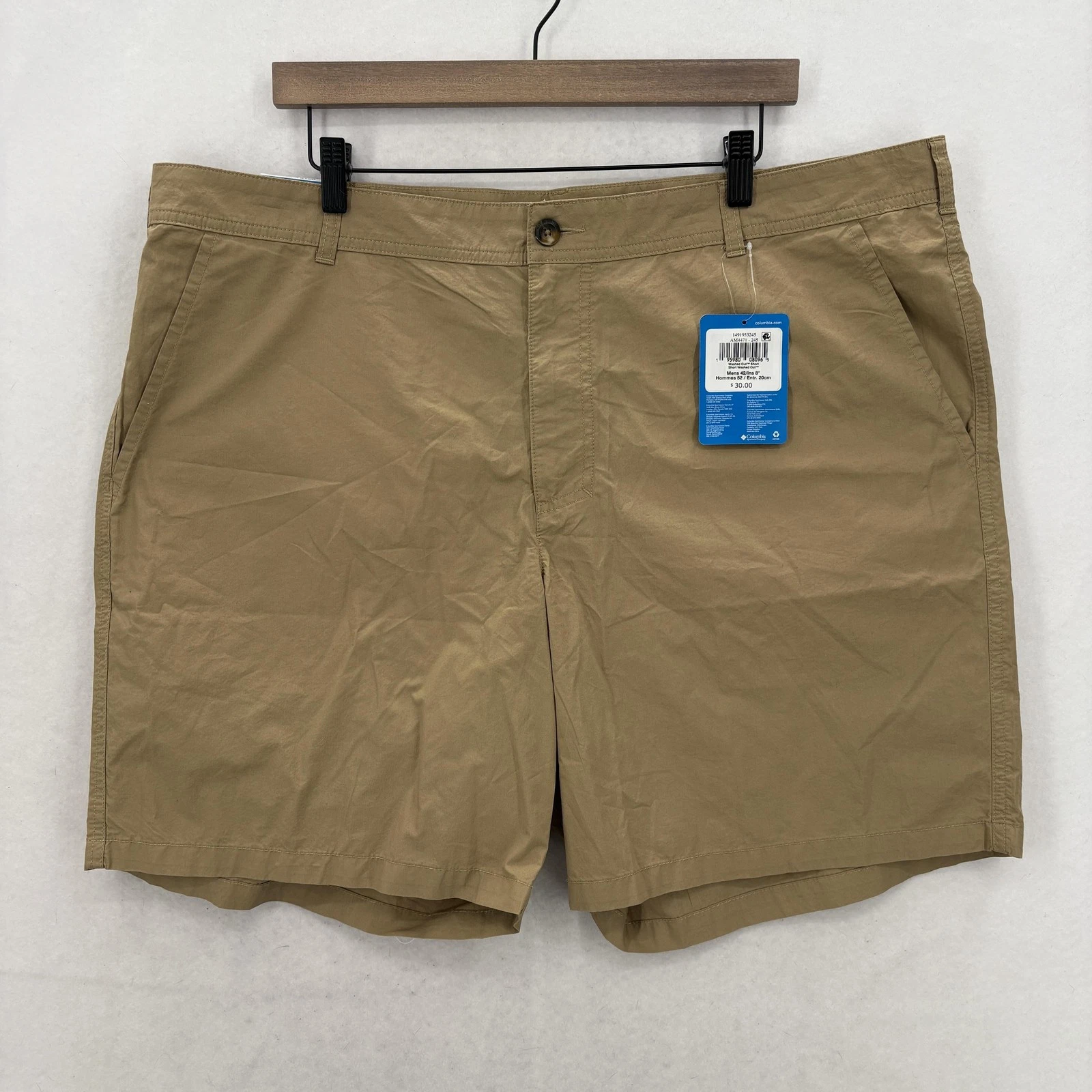 Columbia Washed Out Shorts Mens 42 Khaki Chino 8 In Regular Fit Hiking Summer