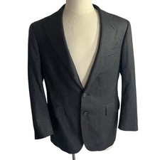 Vtg Chaps Ralph Lauren USA Grey 2 Button Virgin Wool Suit Jacket Sz 42R Coat
