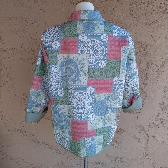 Alfred Dunner Vintage Multi Color Silk Quilted Patchwork Jacket image 8