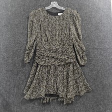 ASTR The Label Savannah Dress Women's Large Black Yellow Floral Ruched