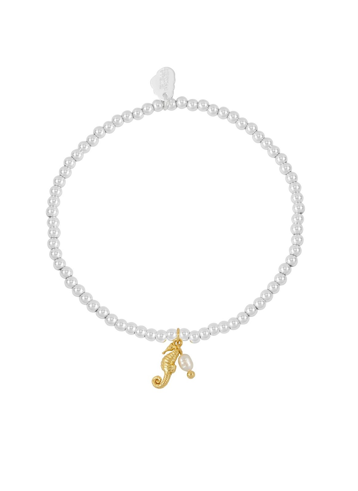Seahorse & Pearl Charm Sienna Bracelet - Silver & Gold Plated - Estella Bartlett