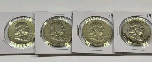 Lot Of 4 Franklin Half Dollars