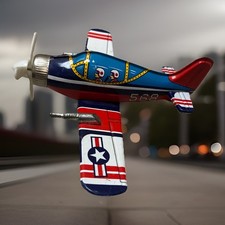 568 TWIN GUN SINGLE PROP FIGHTER AIRPLANE TIN FRICTION TOY JAPAN