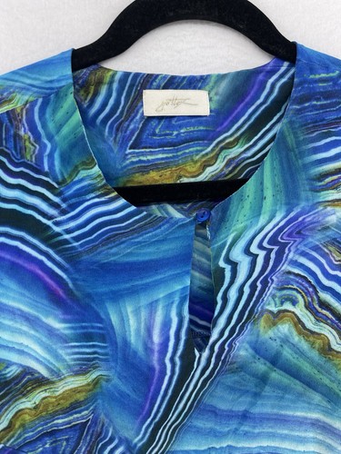 Gottex 100% Silk Sleeveless Dress Colorful Waves Ripples Patterned Medium Wrap - Picture 4 of 12