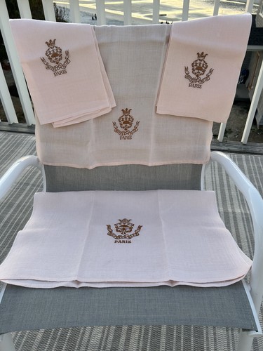 Vintage Hotel Ritz Paris Pale Peach Linen Tea Towels
