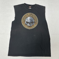 VTG Harley Davidson Sleeveless Shirt Men's XL Faded Black El Paso
