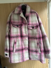 Pink Checked Oversized Jacket Zara Black Beige Shacket Shirt long sleeve Size S