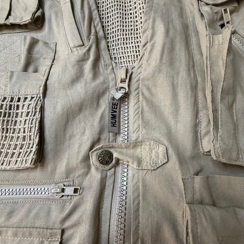 HUMVEE Mens L Utility Vest Multiple Pockets Full Zip Outdoor Tan - Picture 13 of 13