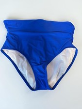 Profile Gottex Bikini Bottom Womens Size 14 Blue High Waist Shirred Swimsuit NWT