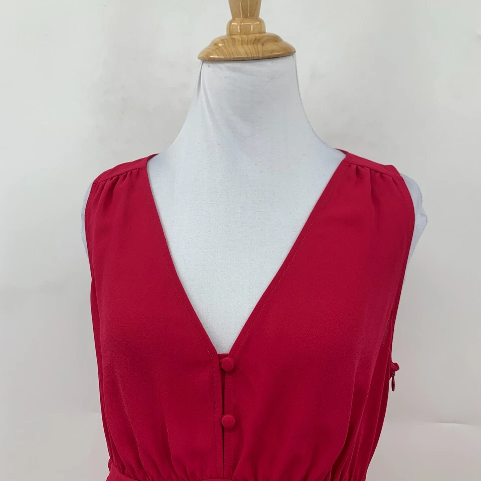 Blusa Chelsea28 sin mangas para mujer M mediana rosa cuello en V cintura fruncida cremallera lateral Foto 3 de 4