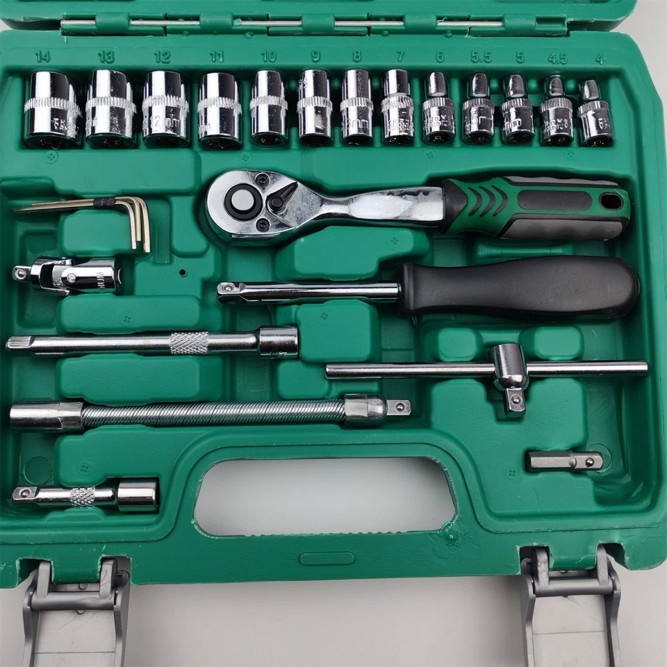 46pcs 1/4 inch Drive Socket Ratchet Wrench Set,Metric Car Repair Socket Wrench - Image 2 of 4