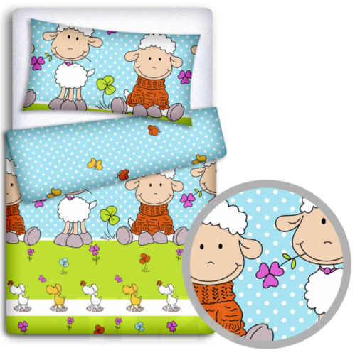 Set lenzuola neonato 2 pezzi 120x90 pecora turchese