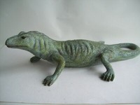 Leguan Echse Polyrisin Deko Garten 35 Cm GrüN Braun Eidechse
