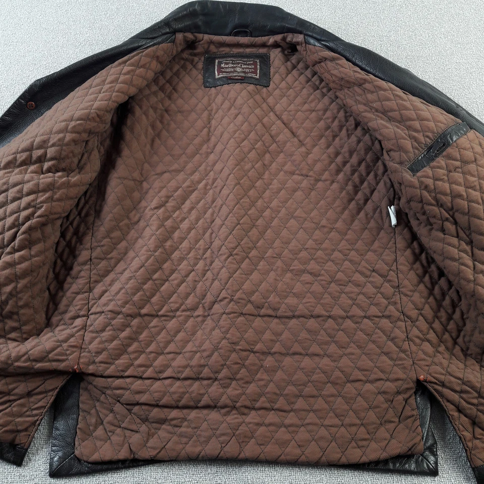 Marlboro Classics Mens Jacket XL Black Leather Made in Italy Button Coat - Image 3 of 4