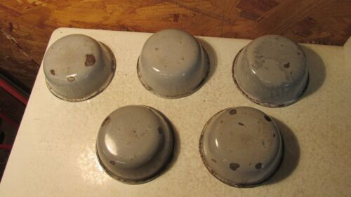 5 Antique Gray Graniteware Custard Cups - Bild 2 von 2