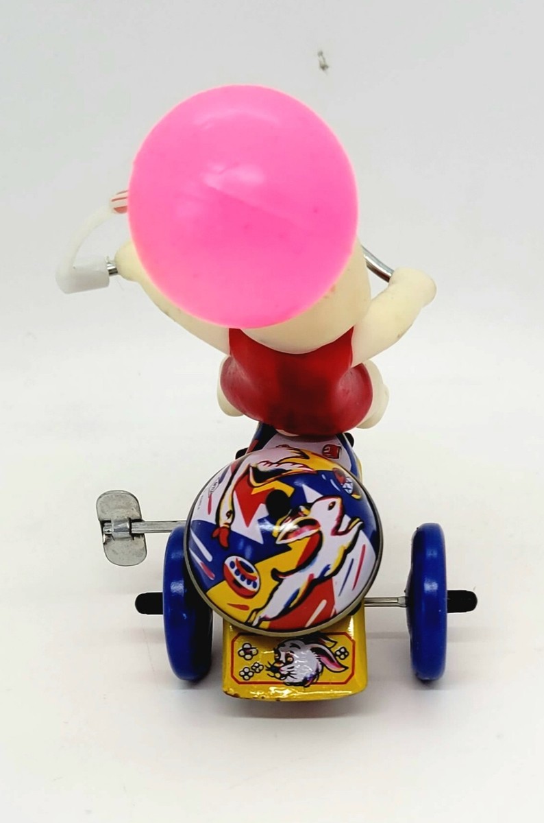 Vintage Mechanical Bunny Tricycle Easter Wind-up Toy Made in
