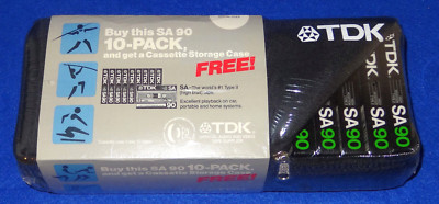TDK SA90 Type II High Position Blank Audio Cassette Tapes 10-Pack + Storage Case