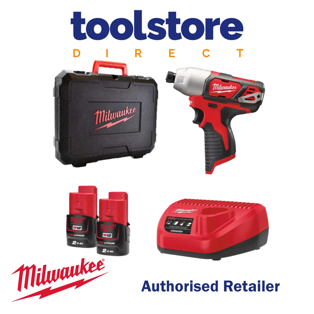 Milwaukee M12BID 202C Sub Compact Hex Impact Driver Kit 2x 2ah