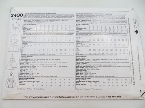 Simplicity Sewing Pattern UNCUT 2430 Toddlers/Child's Dress Size 4-8 - Picture 5 of 5