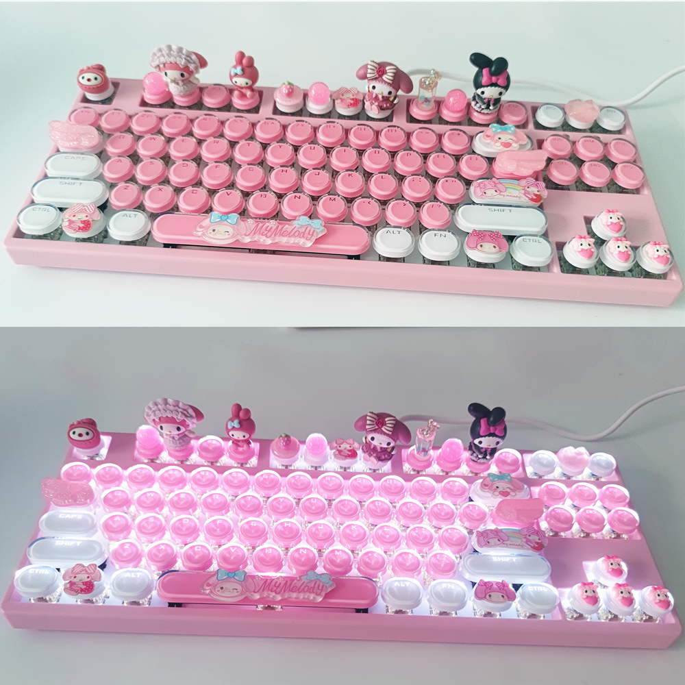 My Melody Cinnamoroll Kuromi Mechanical Keyboard USB Wired 87/104