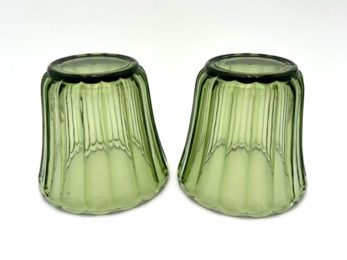 Due vasi fioriere vintage in vetro avacado verde Indiana a costine - Foto 5 di 5