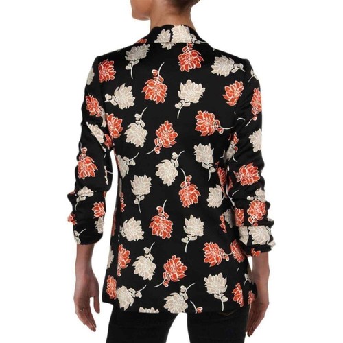 Calvin Klein Black/Orange Floral Open Front Blazer Jacket Size 2P - Picture 4 of 8