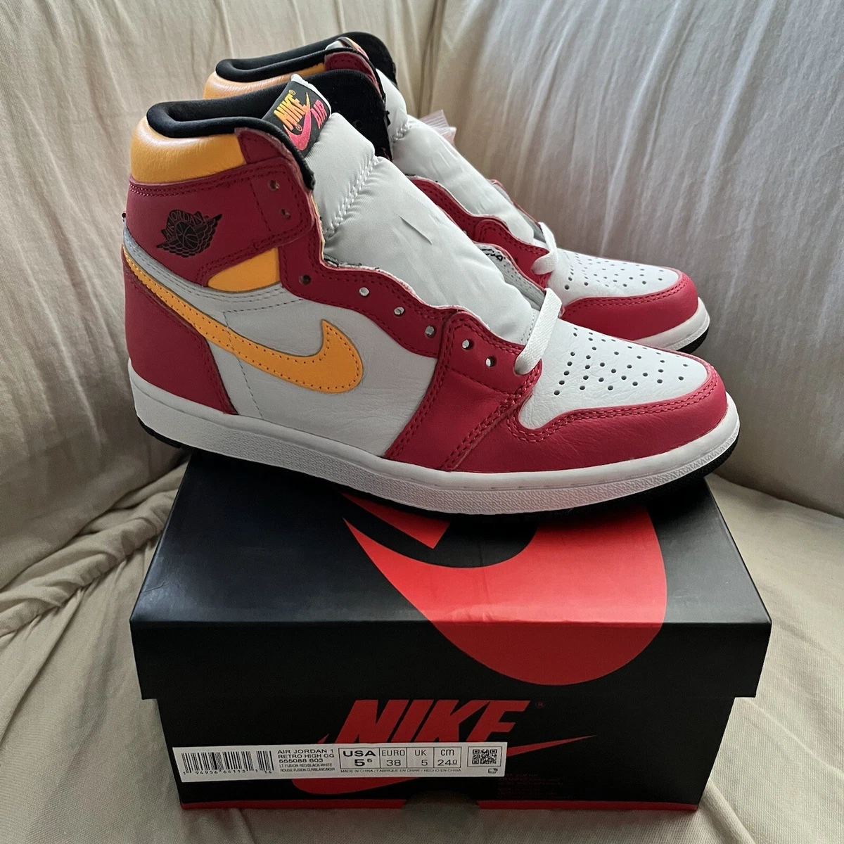 nike air jordan 1 high red yellow - new size 5.5 ships ASAP