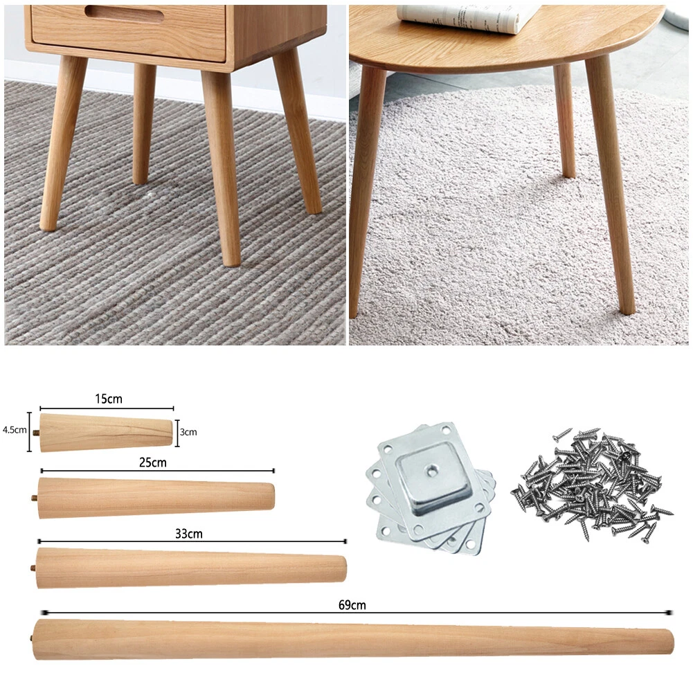 4 Wooden Table Legs Tapered Pine Beech Ash Table Chair Stool Chest 4 Size