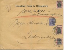 DT.REICH 1920 extrem seltene WERTBRIEF-Frankatur, Wert 1,500 RM von DÜSSELDORF