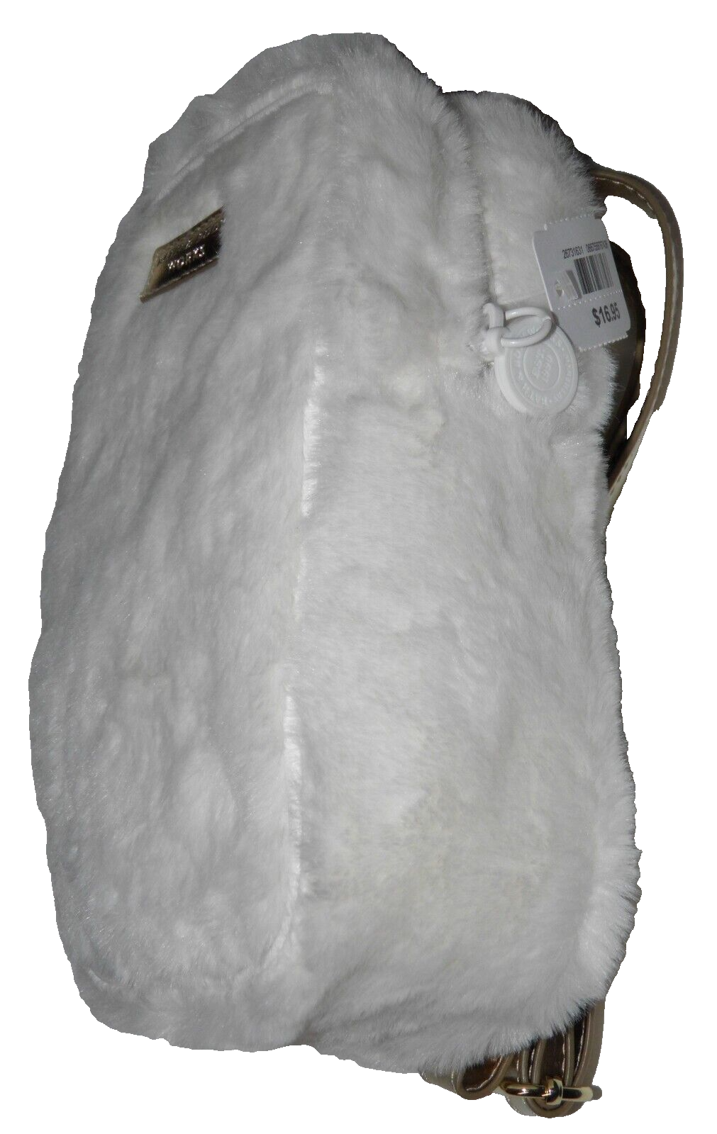 Bolso de Maquillaje Bath & Body Works Cartera Bandolera Blanco Sherpa Esponjoso Correa Dorada